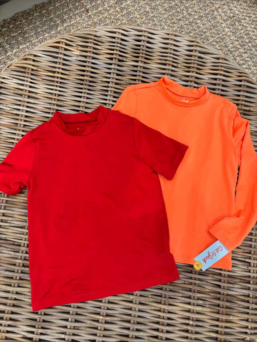 Cat & Jack Red Short-Sleeve Top & Orange Long-Sleeve Rash Tee